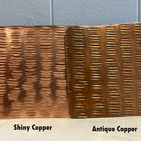 Close up of copper shower - hammered/texture finish